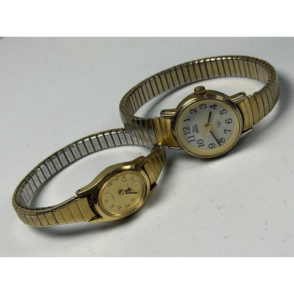 Lot of 2 Timex Quartz Watches Indiglo Parts Repair Not Running